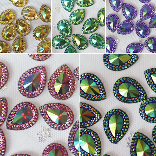 50 stk. 13*18mm Glitter Vattendråbe Rhinestone Flatback Applikation purple