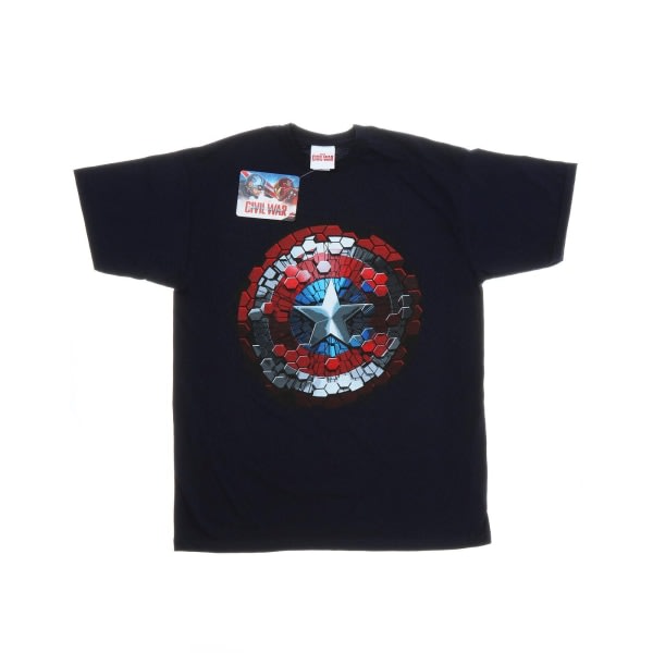Marvel Boys Captain America Civil War Hex Shield T-paita 7-8 Ye Navy Blue 7-8 vuotta