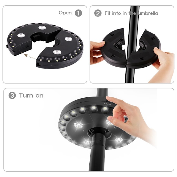 Parasolbelysning Patio Parasollys 24 LED-lamper 3 tilstande-XF3-