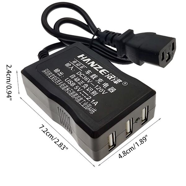 3-porters ladeadapter E-sykkel Elsykkel DC-omformer DC36V 48V 72V 120V til 5V 2.1A USB-lader for telefon Nettbrett GPS-XF3-