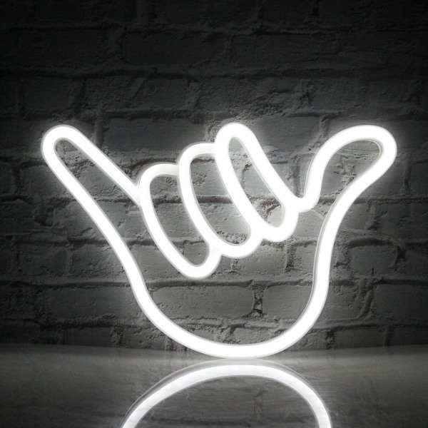 Finger Neonskylt Lucky gest Vit Neon Neon Light Sign Hand