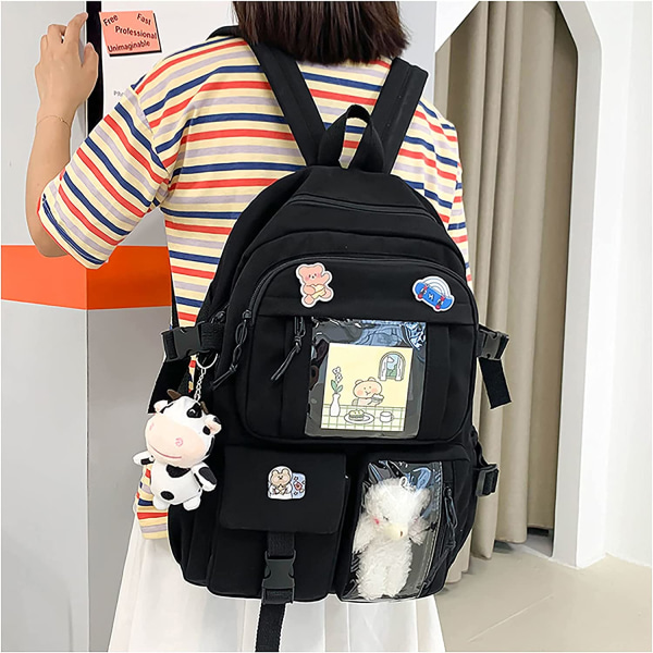 Ryggsäck. Japansk kawaii ryggsäck skolväska med hänge.