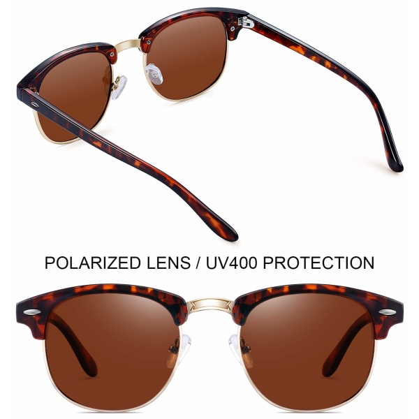 Semi-Rimless Polarized Solbriller Man - UV400 Beskyttelse Retro