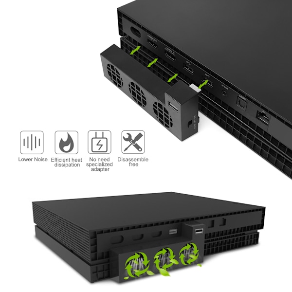 Kylfläkt för Xbox One X med extra USB-port
