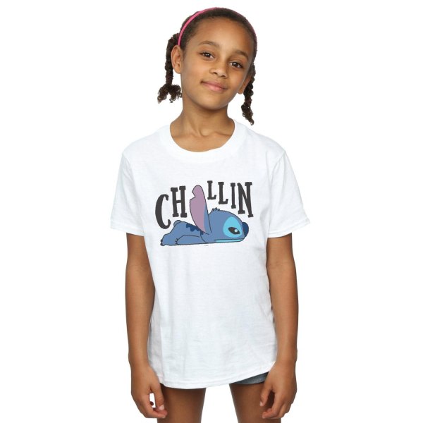 Disney Girls Lilo And Stitch Chillin Cotton T-paita 7-8 V Valkoinen 7-8 V