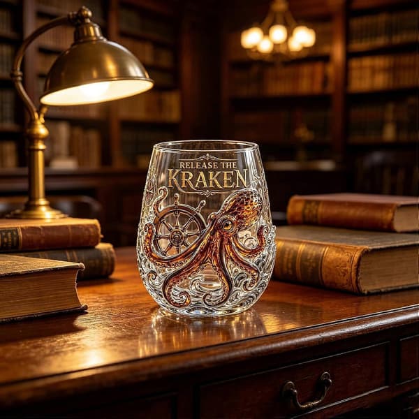 Drop Kraken Pirate Whiskeyglas, 400 ml Unikt Bläckfisk Sjöodjur Dricksglas för Whiskey Release The Kraken