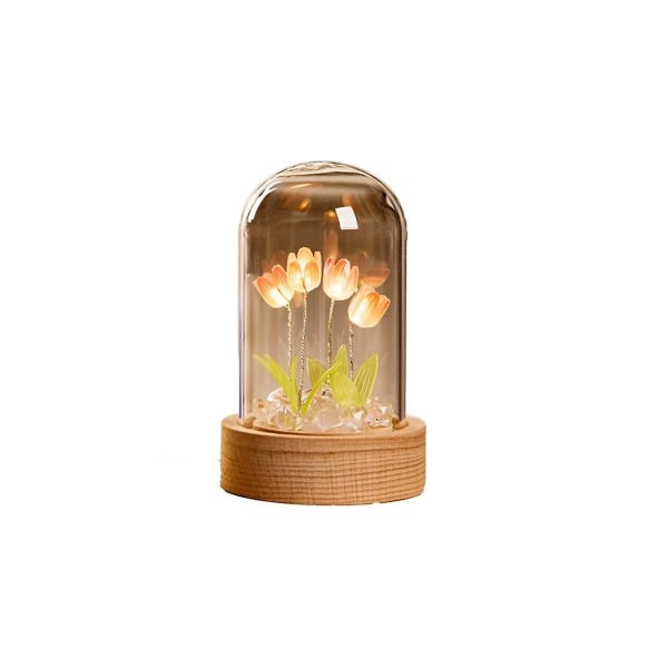 Tulip Nattlampa Handgjorda DIY Material Tulip Girl Vardagsrum Nattlampa Skrivbordslampa Romantisk A
