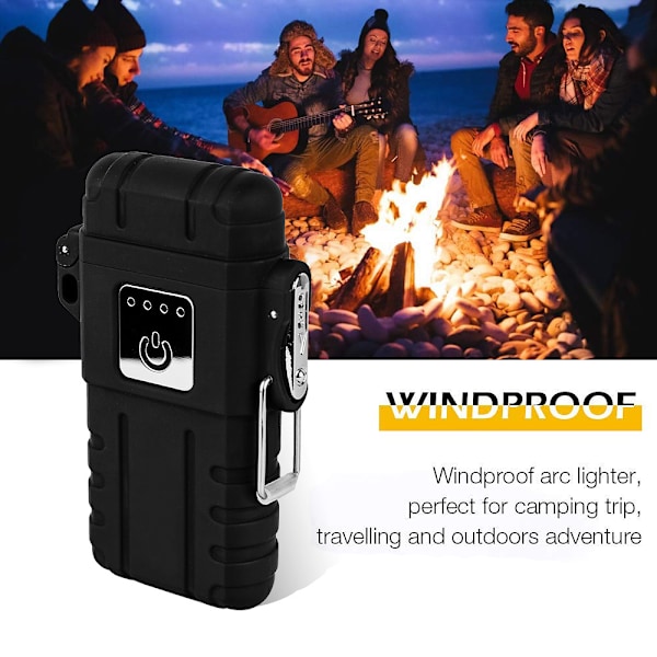 ArcLighter Waterproof Rechargeable USB Lighter, Black Black black