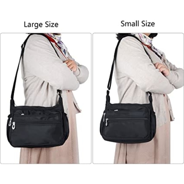 (S, lilla) Messenger-taske i nylon til kvinder, vandtæt multilomme M