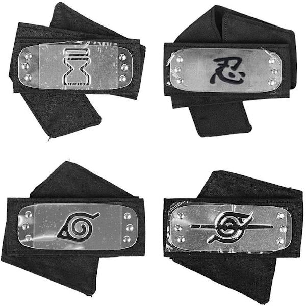 Naruto-otsapanta metallipinnoitetuilla cosplay-tarvikkeilla, 4 kpl - XF10 -