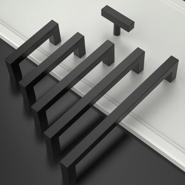 Sæt med 10 sorte køkkengreb 128 mm c/c hulafstand -FF-