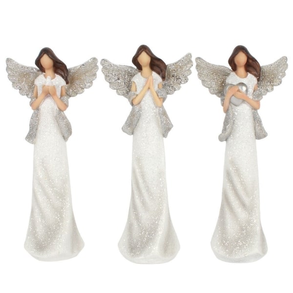 Jotain muuta Peace Pray Love Metallinen Angel Ornament Set Valkoinen/Hopea One size