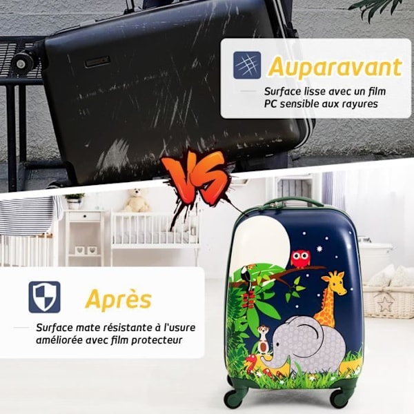COSTWAY 16' Barnvagnsväska + 12' Ryggsäck Bagageset i Rosa med Djurdesign - Pojke Flicka Grön