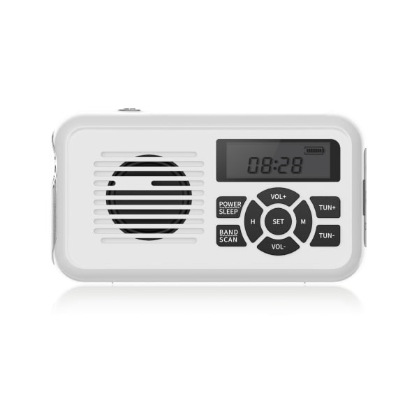 Survival Emergency Radio - AM/FM/WB Portable Weather Solar Hand Crank Radio (hvit)