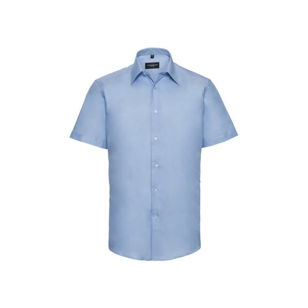 Russell Collection Miesten Oxford Räätälöity lyhythihainen paita 17in Oxford Blue 17in