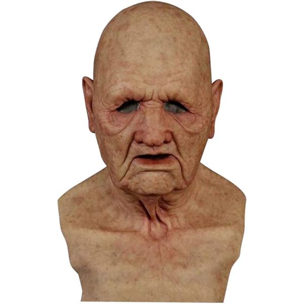 Halloween latexmask - gammal man dekor realistisk ansiktsmask för mänsklig rynka-XF1- A
