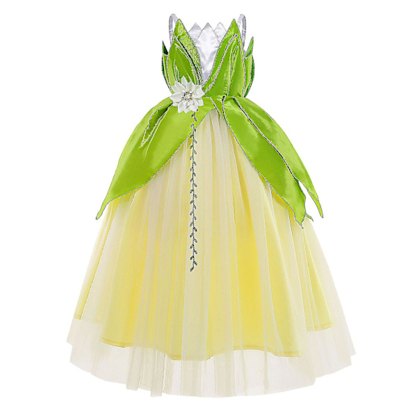 Prinsesse Tiana Cosplay Kostyme Jenter Eventyr Prinsesse Kjole Halloween Karneval Fest Fancy Dress 110