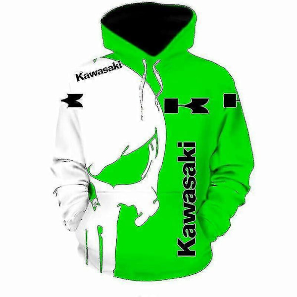 2022 Vår och Höst Ny Kawasaki 3D-skrivare Digitaltryck Dragkedja Hoodie Motorcykel Löpar Hoodie Herr Dam Nya LGL 143 143 XXS
