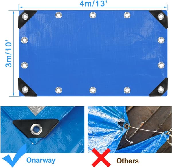 Tarp 3m x 4m Thick Tarp Waterproof High Performance with Reinforced Eyelets, Tarp-FF-