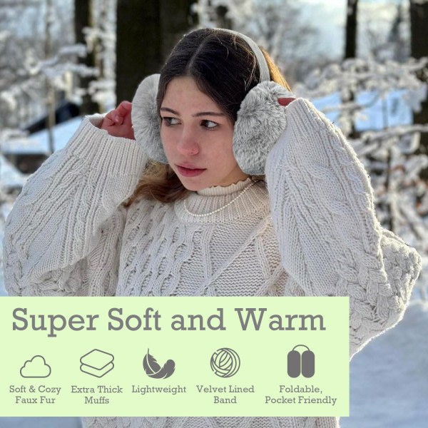 Vinterhattar för kvinnor Fluffiga öronkåpor Varma, hopfällbara öronvärmare för kallt väder