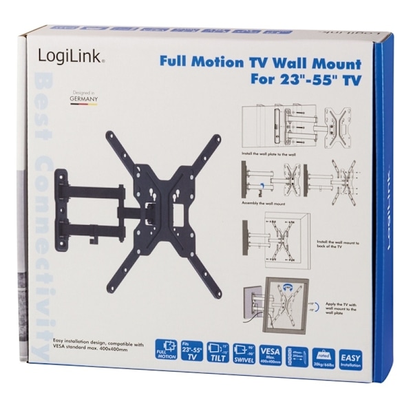 LogiLink Väggfäste TV 23-55\" Tilt-/Svängbar-XF6- Svart 2501
