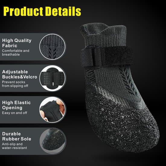 Dog Shoes - 4-pack - Waterproof, Adjustable & Soft, XL XL