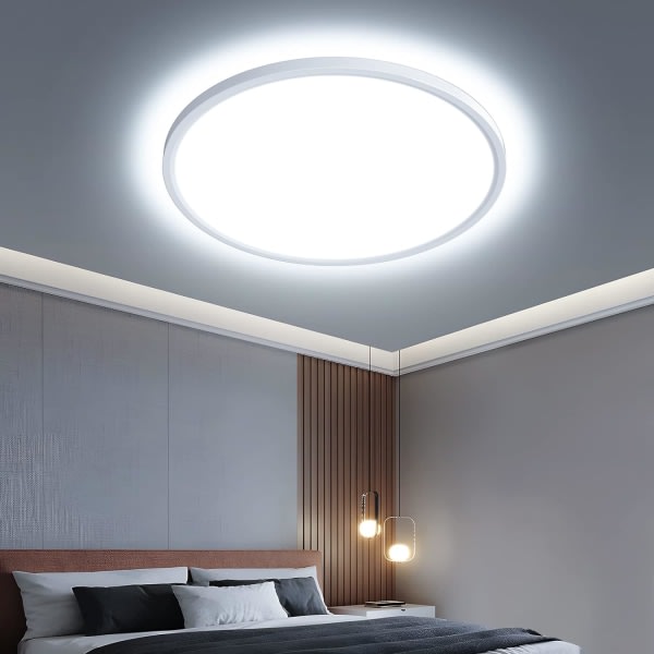 28W rund LED-belysning, 6500K takbelysning, 3240LM moderne lys, indendørs belysning til stue, soveværelse, køkken, badeværelse, Φ30CM