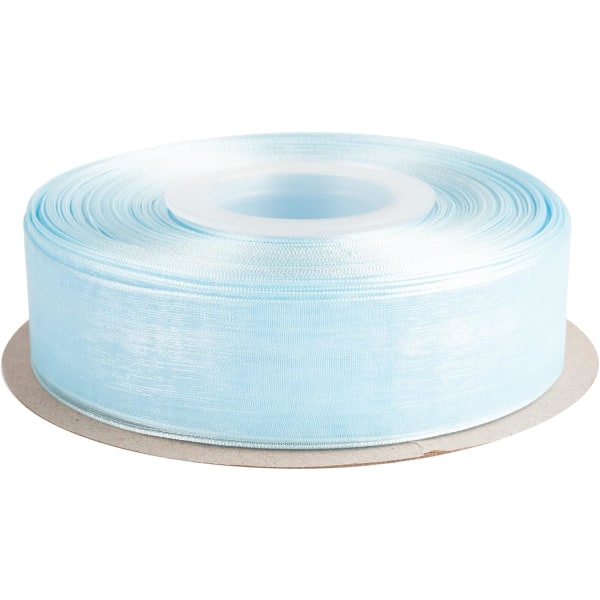 4 cm nederdelbånd, blå dimma skimmer chiffongbånd for gør-det-själv hantverk bröllopsdekorationer, presentforpackning brudbuketter (45M)
