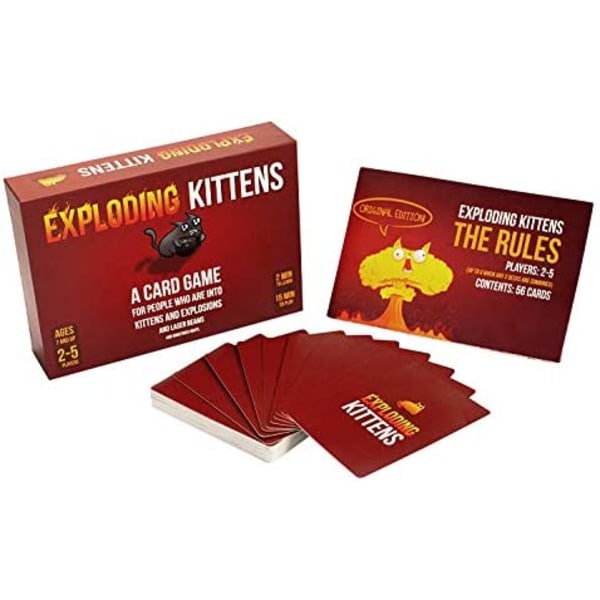 Exploding Kittens - Kortspil | Familievenligt Festspil | Russisk Roulette | Engelsk | Alder 7+ | 2 til 5 Spillere