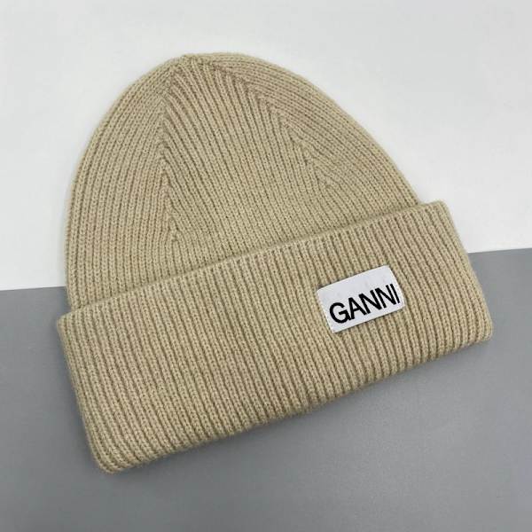 Strikket Ganni vinterlue for menn og kvinner - varm lue med mansjetter, stretch strikket lue, hatt Khaki