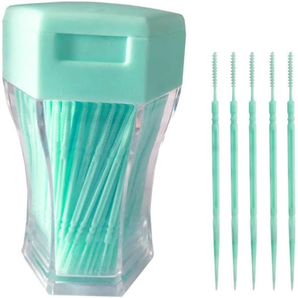 Trådbørste (grøn), tandstikker, tandtråd, dobbelthoved