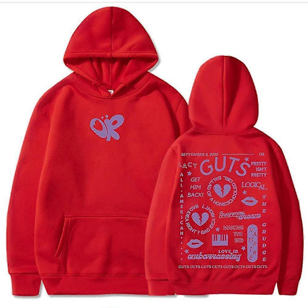 Guts Olivia Rodrigo Hoodie Höst/Vinter - Perfekt röd red XS