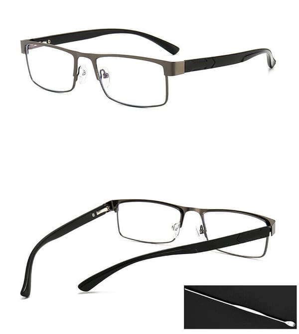 3-pack Herremetall Läsglas Rektangulära Läsbrillor 2,0