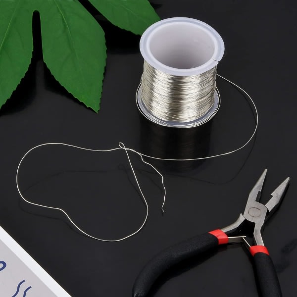 100 m x 0,3 mm kopparsmyckestråd för hantverkssmycken pärltråd, metalli hantverkstråd för smyckenstillverkning (silverfärg)