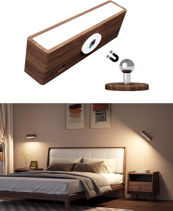 Genopladelig væglampe LED USB Touch Control 360 Justerbar til soveværelse stue brown