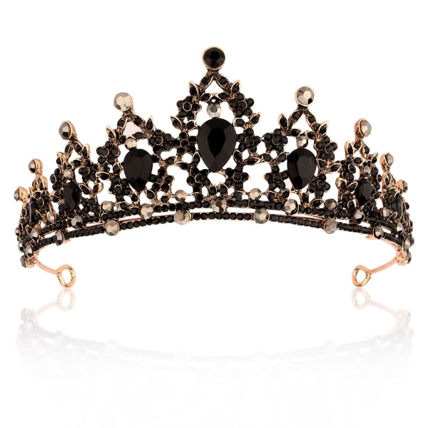 Sort dronningkrone og tiaraer for kvinner Bursdagskrone for jenter