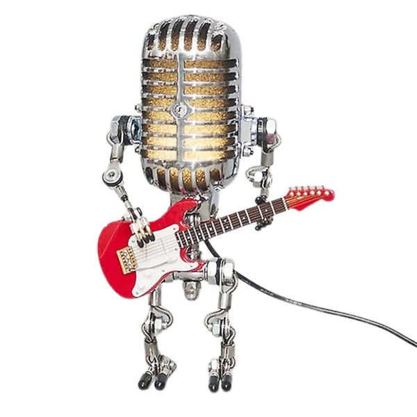 Vintage mikrofon robot lampa nattljus bar skrivebordsdekorasjon red