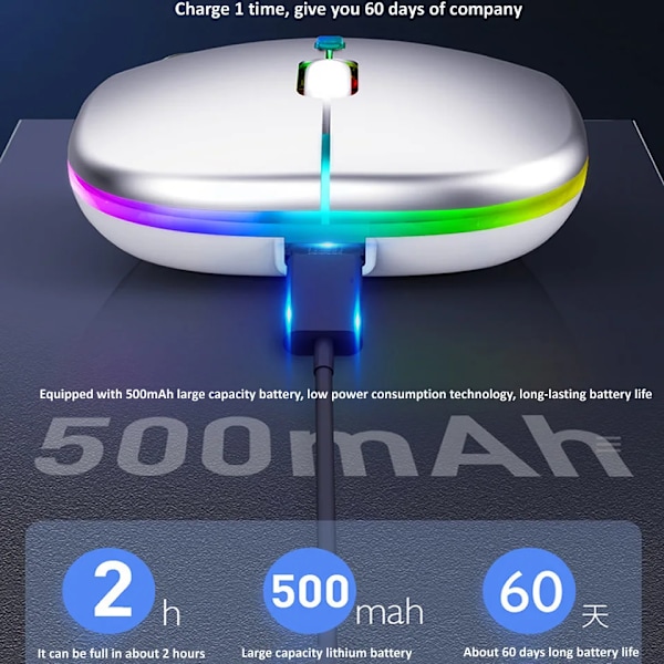 Trådløs mus Bluetooth-kompatibel / 2.4G To forbindelsestilstande Genopladelig RGB-mus Gamer Stille mus til bærbar computer Two Modes Rose