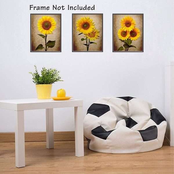 Sett med 3 plakater av Wall Decor of Sunflower Decor (8 "X 10"