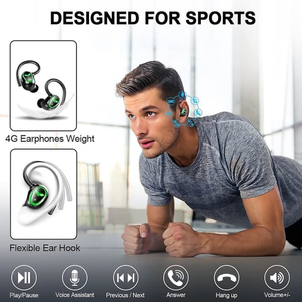 Trådløse hodetelefoner Bluetooth 5.3 In-Ear Trådløse hodetelefoner med doble mikrofoner 48 timers dypbass Bluetooth-hodetelefoner Støyreduksjon