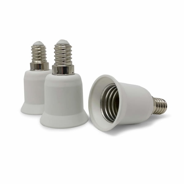 LED-lampesokkeladaptersett med 3 - Hvit - E14 Sokkel til E27 Sokkel - Sokkeladapter for lavenergihalogen LED-lamper