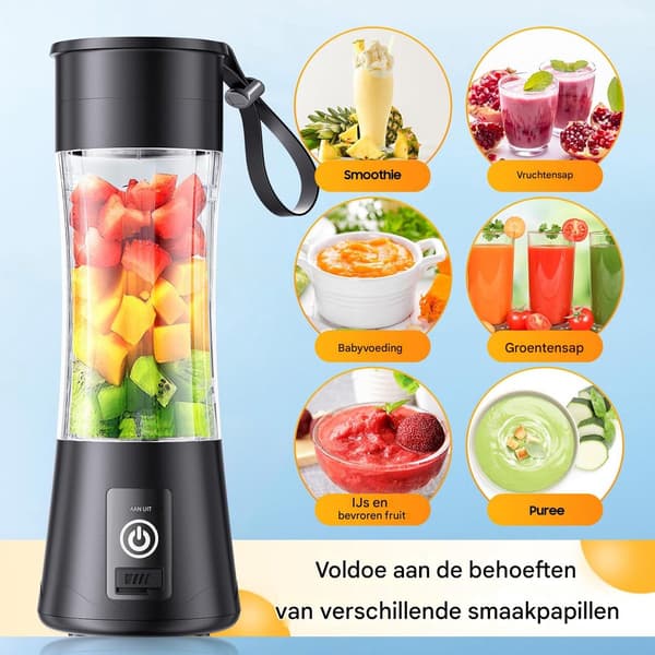 Bærbar Blender Mini Juicer til Smoothies Milkshakes Hjemmekontor Sort