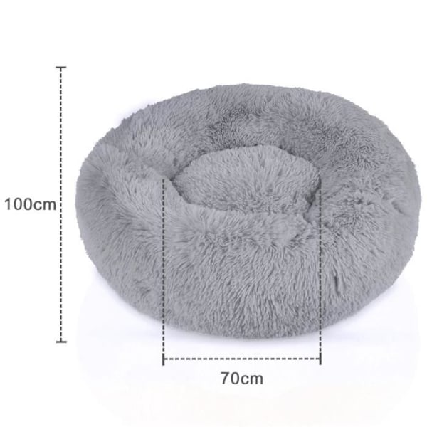 Intirilife Mjuk gosedjurssäng i Ljusgrå, 100 cm diameter - Mjuk och rund säng för katter, hundsäng