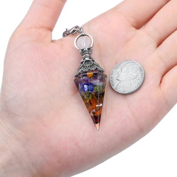 Chakra Krystall Pendel Heksagonal Reiki Healing Krystallpunkter Edelsten Pendel for Spådom (Chakra)-FF-