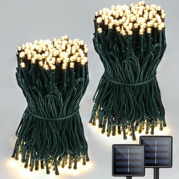 Vit 2-pack hver 72FT Solar String Lights Udendørs Vattentät Gr