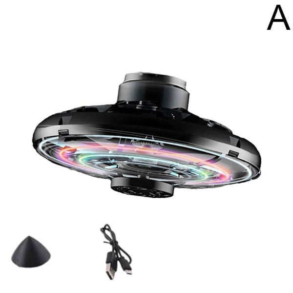 Mini Drone LED UFO Typ Flygande Helikopter Spinner Fingertop Upgr black onesize