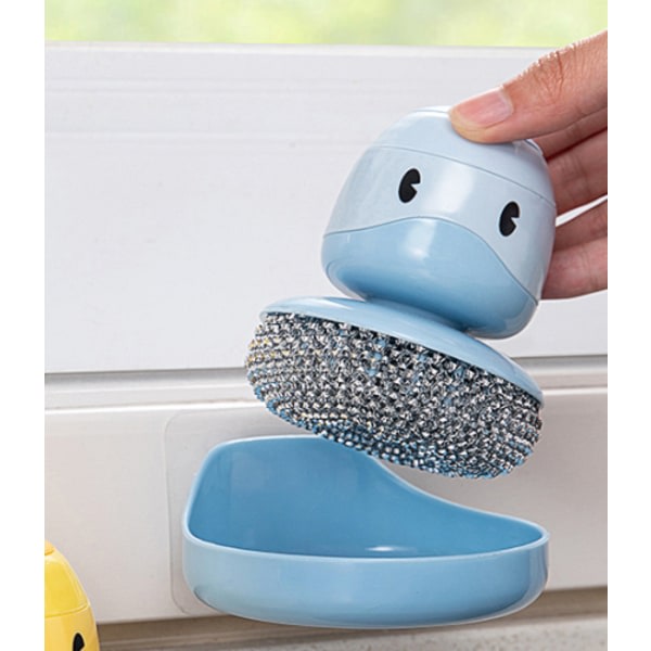 Søt Duck oppvaskbørste, Duck Pot Brush-Blue
