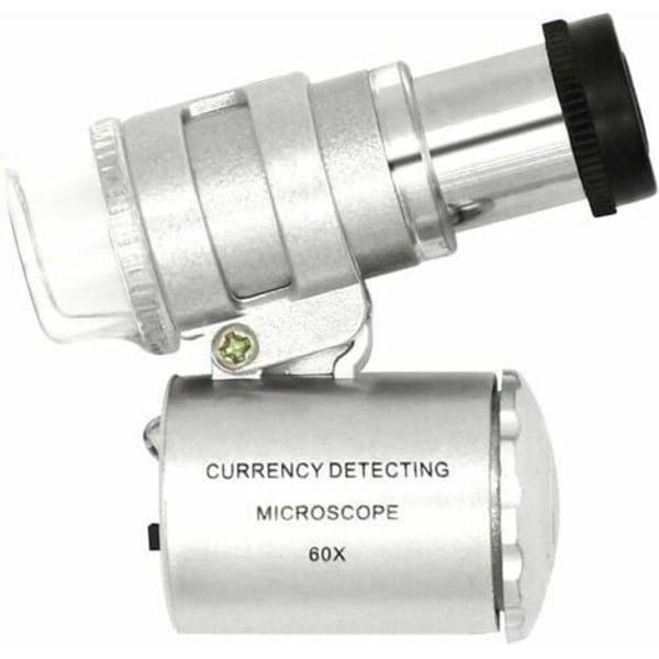 Justerbar 60X Mini LED-fickor for mikroskopforstoring med valutadetekteringsforstoring