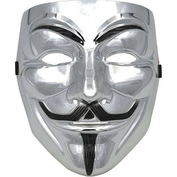 GrassVillage Anonymous Halloween V f?r Vendetta Mask Set - PARTY, WORLD BOOK WEEK/HALLOWEEN KIT 4 Pack- gold/silver/black/white