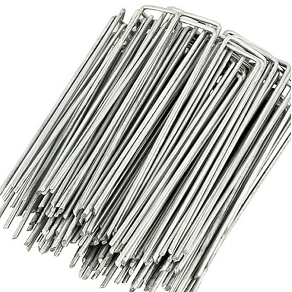 INF 100 kpl U-muotoisia ankkurointitappeja puutarhaan Silver 10 cm